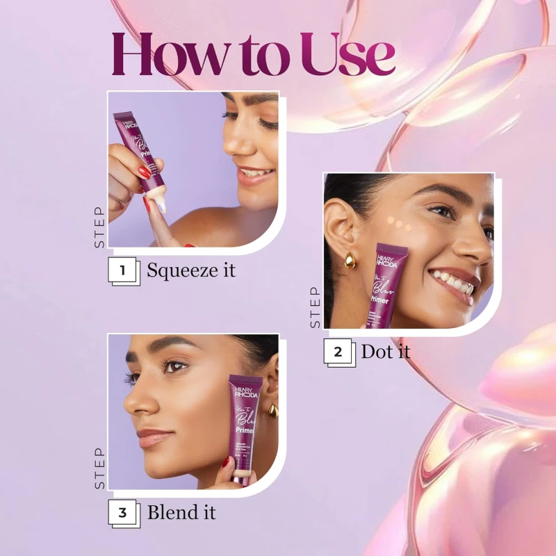 Hilary Rhoda Here to Blur Primer | Tinted & Silicon-Based | Water Resistant Primer | Matte Finish & Blurs Pores | Oil Control & Lightweight | 25g - Thumbnail 7